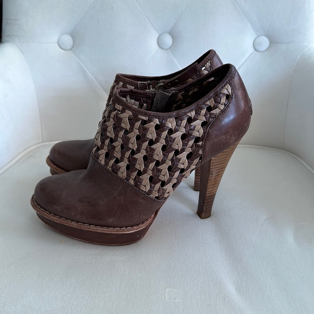 UGG Australia Fatima Genuine Sheepskin Woven Platform Bootie